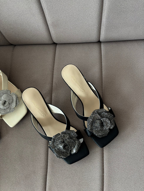 Rhinestone Rose Embedded Heels